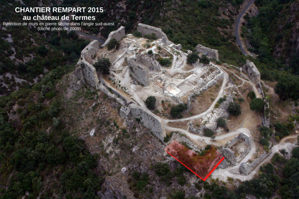 Localisation du chantier REMPART 2015 au château de Termes ASCT, Termes 2015