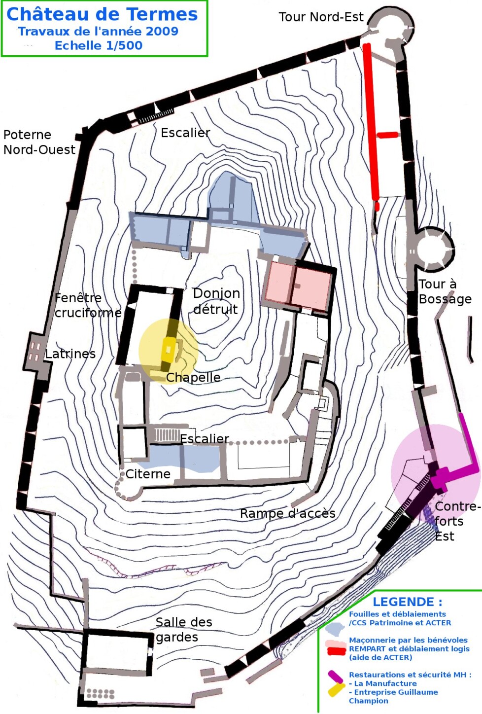 Fouilles et travaux : plan 2009